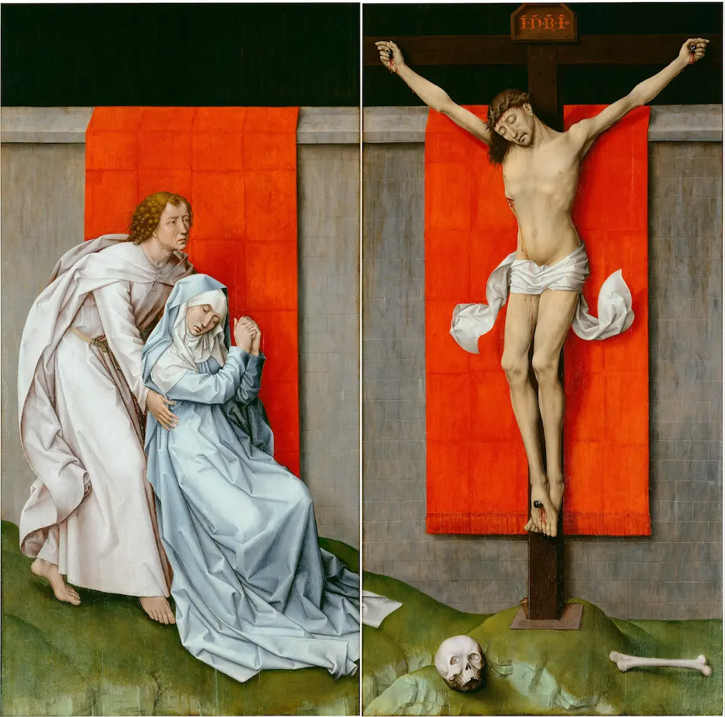 van der weyden, crucifixion with virgin and st john